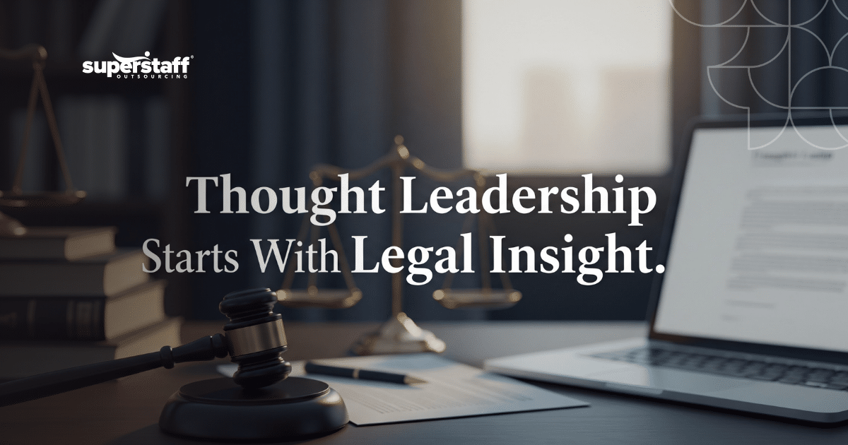 Legal professionals using legal content writing services to create thought leadership content for law firms