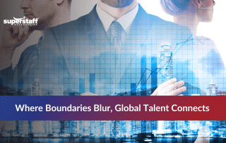 Global outsourcing geography infographic showing Asia, Latin America, Europe, and Africa talent hubs