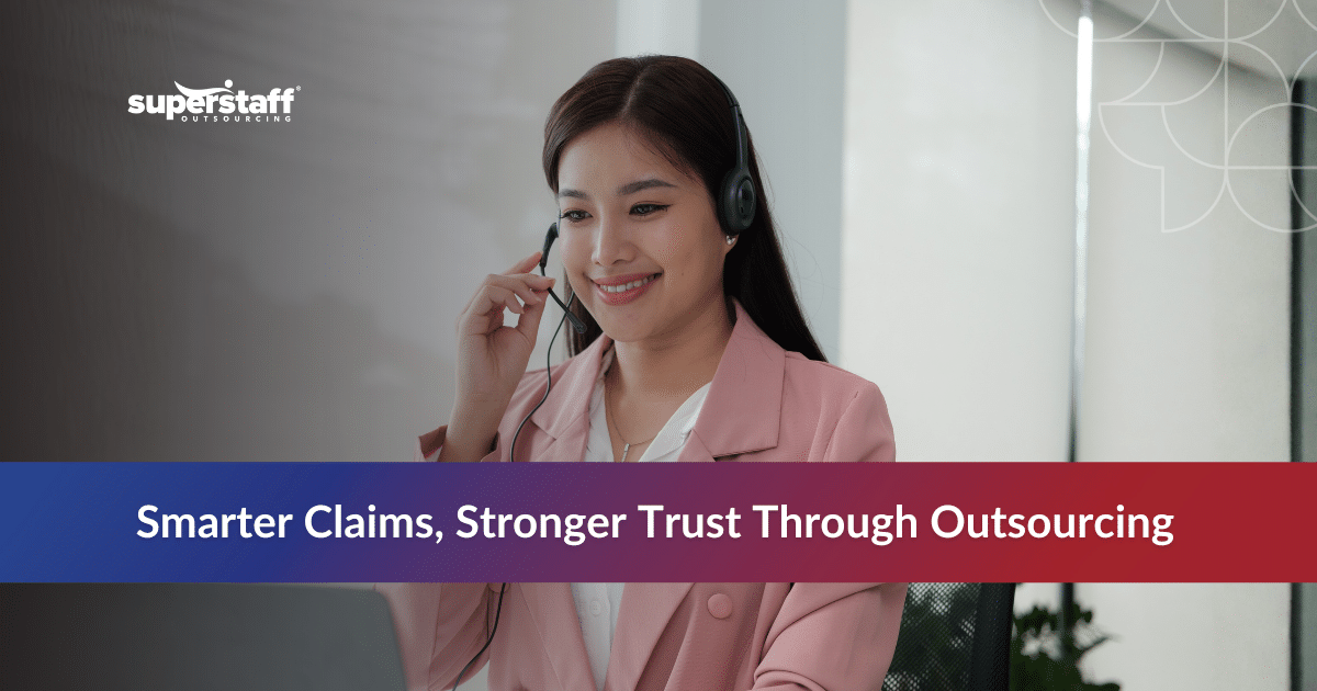 Insurance agents reviewing documents through outsourcing claims processing services