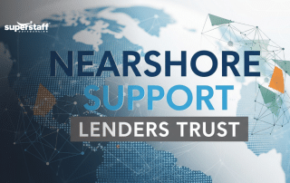 Digital globe with geometric network lines, symbolizing nearshore support for a modern loan servicing platform.