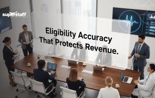 Medical insurance eligibility verification being processed by healthcare staff