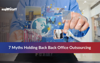 Professionals managing back office outsourcing services for business operations