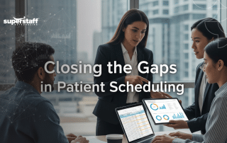 Patient scheduler remote managing healthcare appointments and closing scheduling gaps