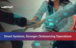Global partnership representing collaboration and IT infrastructure outsourcing for thin client vs thick client setups