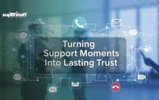 Modern customer service experience showing agents engaging with customers across digital channels to build relationships and improve satisfaction.
