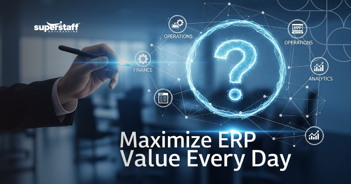 Team using ERP support services to optimize business systems