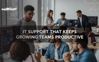 Outsourced IT support services team assisting businesses with system maintenance, troubleshooting, and scalable IT solutions.