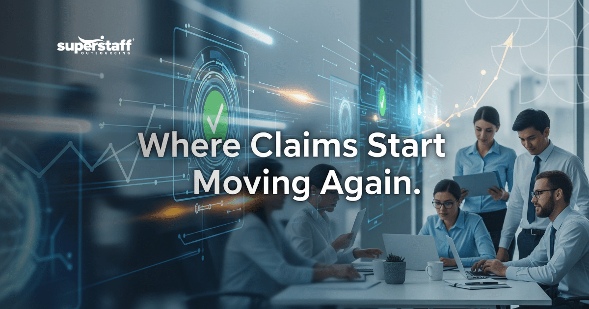 Insurance team managing outsource insurance claims processing tasks in Colombia