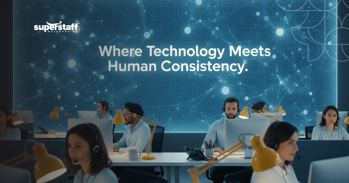 Support agents with headsets working at computers, showcasing an integrated omnichannel customer support platform.