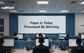 Mailroom outsourcing team in the Philippines processing documents and reducing mailroom backlogs