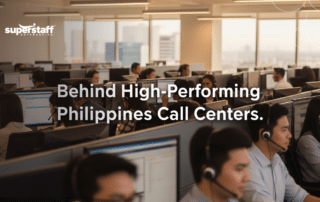 Call center coaching session inside a Philippines BPO operation with team leaders reviewing agent performance