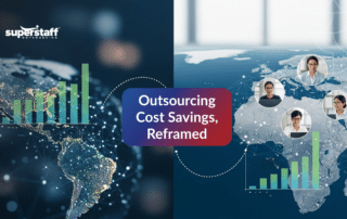 Team analyzing outsourcing cost savings in nearshore operations