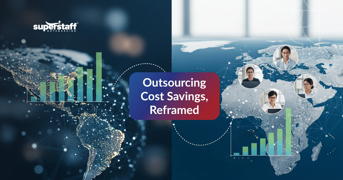 Team analyzing outsourcing cost savings in nearshore operations