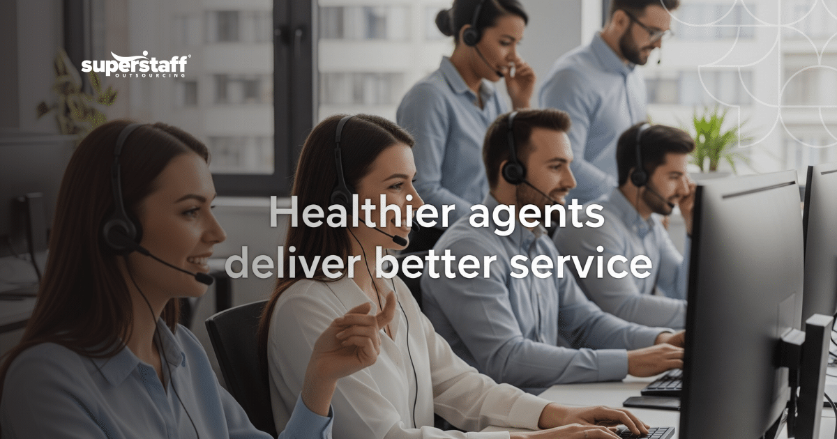 Nearshore contact center team in Colombia supporting customers while maintaining balanced workloads to reduce agent burnout.