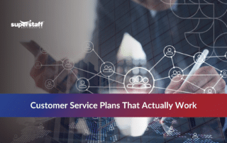 Professional hand using a stylus on a digital network of user icons for a strategic customer service plan.