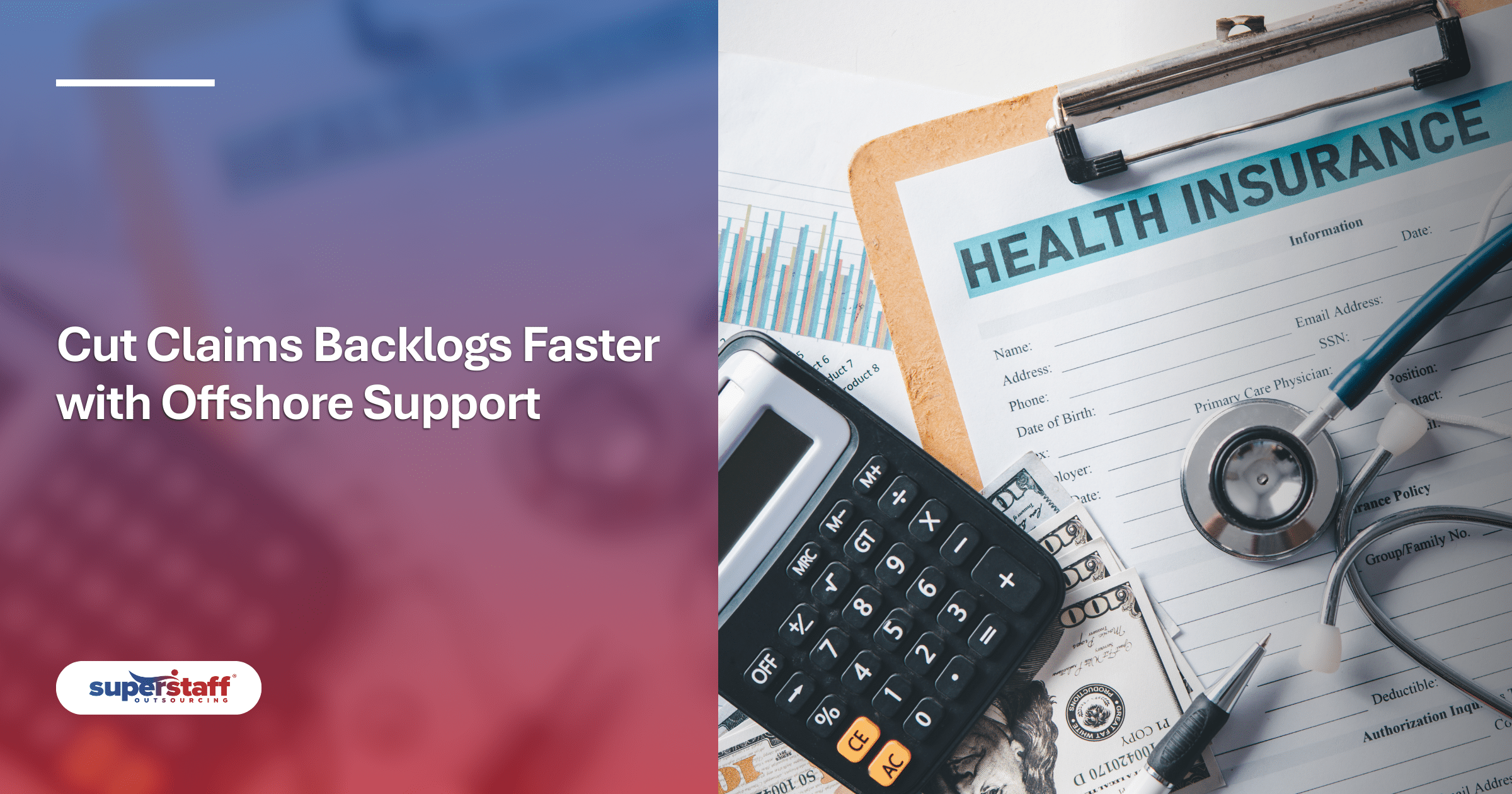 Health insurance form and calculator used for efficient outsourcing health insurance claims processing.