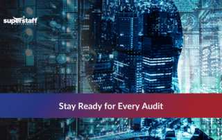 Digital city silhouette representing robust outsourced it compliance support for audit readiness.