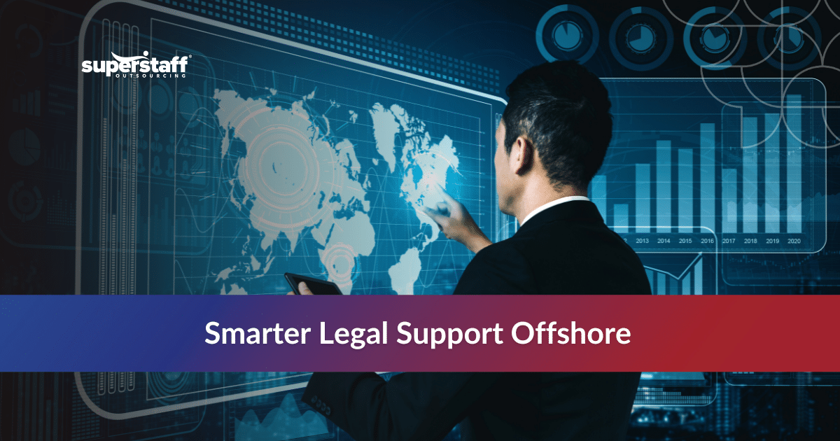 Legal expert with Lady Justice and case files, illustrating the value of legal process outsourcing companies.