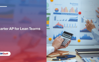 A professional account payable specialist analyzes financial charts and uses a calculator to manage lean operations.