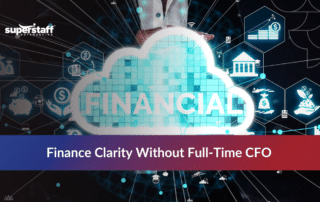 Professional interacting with a digital financial cloud to represent efficient outsource cfo services.