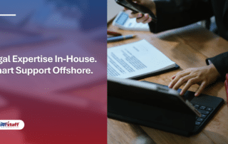 A gavel on a wooden desk next to a law book, symbolizing professional outsourcing services for law firms.