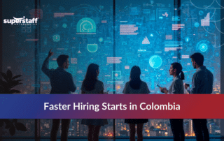 Recruitment outsourcing services team in Colombia screening candidates and accelerating the hiring process for global companies.