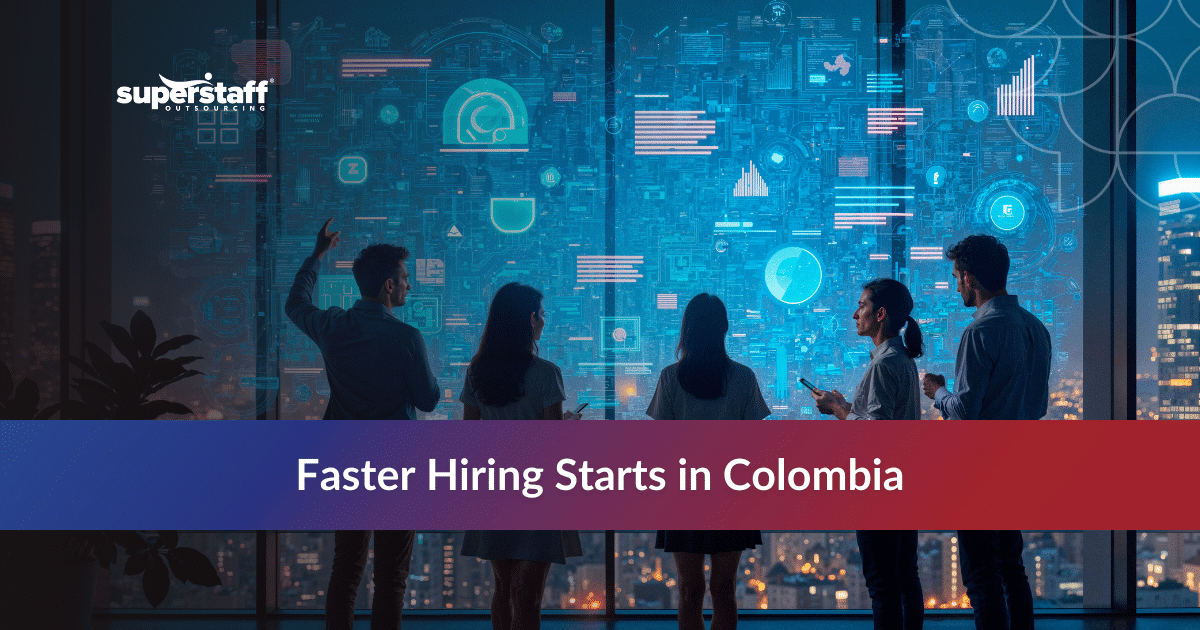 Recruitment outsourcing services team in Colombia screening candidates and accelerating the hiring process for global companies.