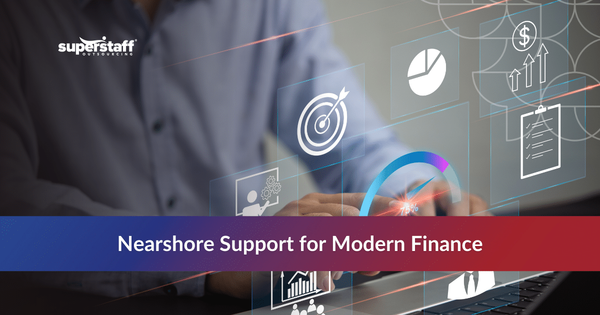 Outsourcing Trends_Featured Professional using a laptop with digital financial icons for financial services call center outsourcing.