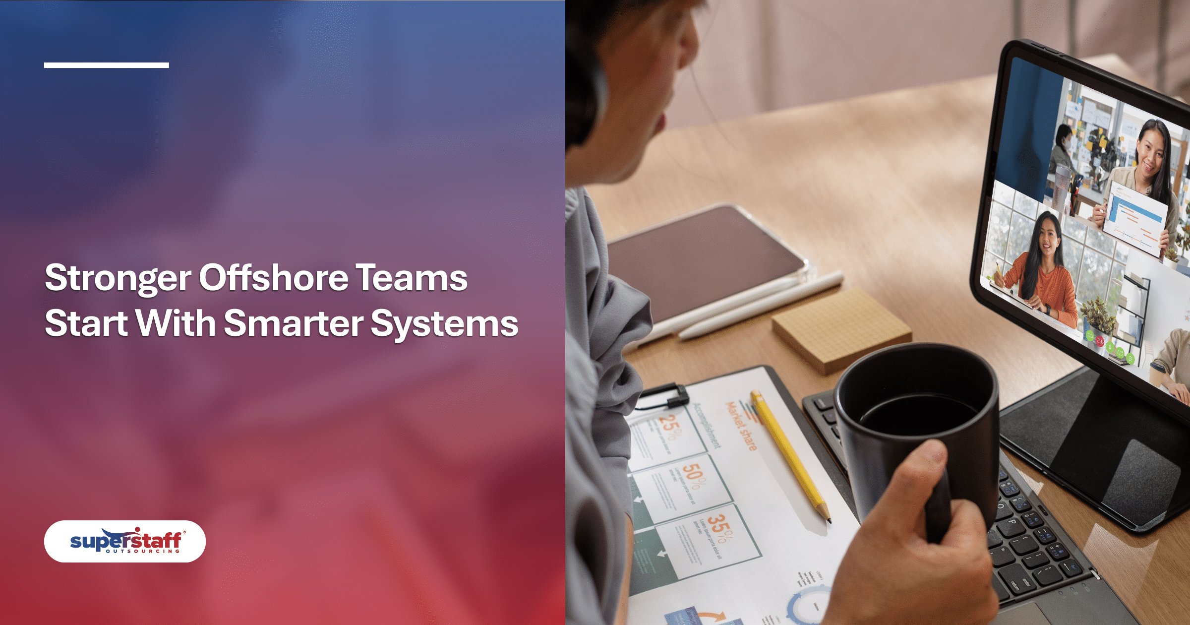 A remote team member works on a laptop using essential remote working productivity tools to stay connected.