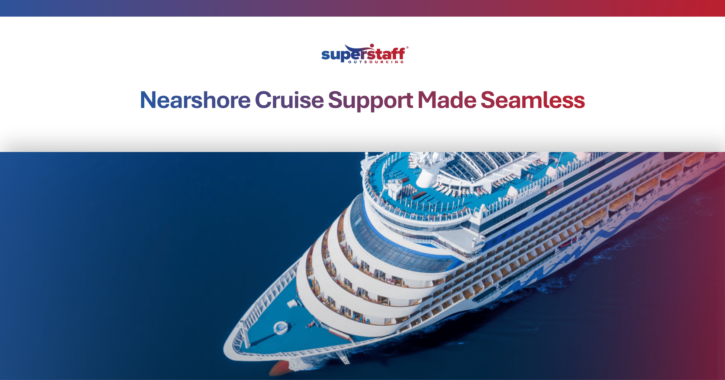 A cruise ship sailing on vibrant blue waters, showcasing reliable and streamlined cruise support services.