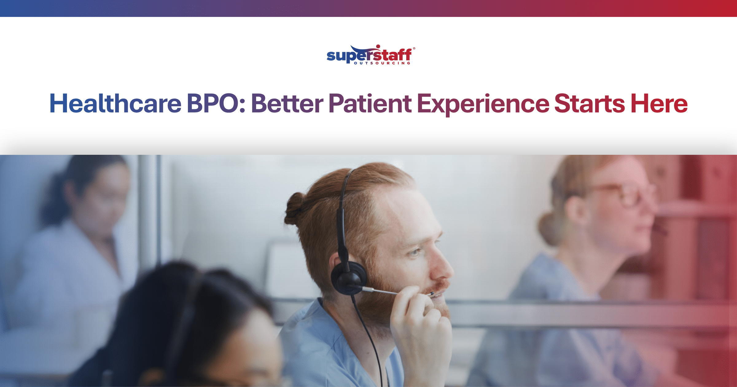 Healthcare professional and patient smiling at a tablet, illustrating quality healthcare BPO Philippines support.