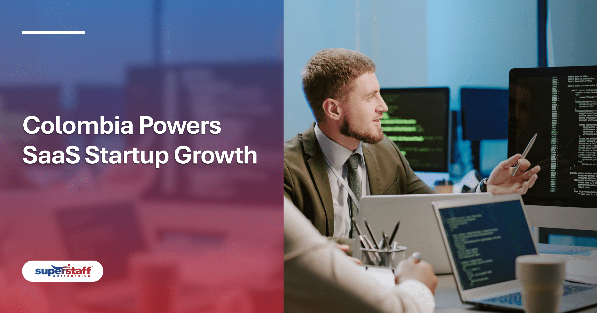 Developer analyzing code on a laptop, representing nearshore saas development services for startups.