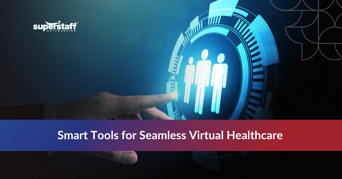 Virtual healthcare illustration showing telemedicine software connecting doctors and patients online
