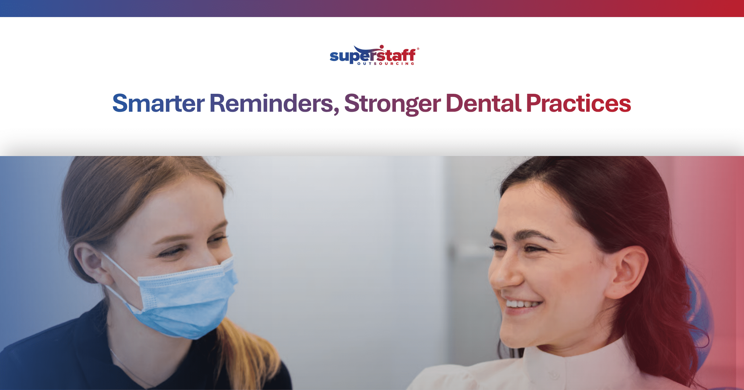 A dental professional in a mask and a smiling patient discuss efficient dental appointment reminders.