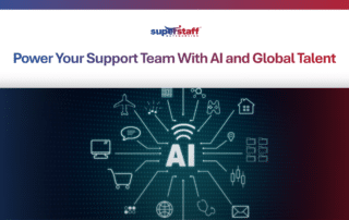 An AI icon connected to various industry symbols, showcasing top 10 AI tools for business to power support teams.