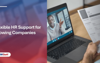 A recruiter reviews a CV during a remote video call, showcasing efficient virtual hr services.