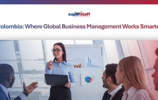 Business professionals collaborating on global business management strategies in Colombia