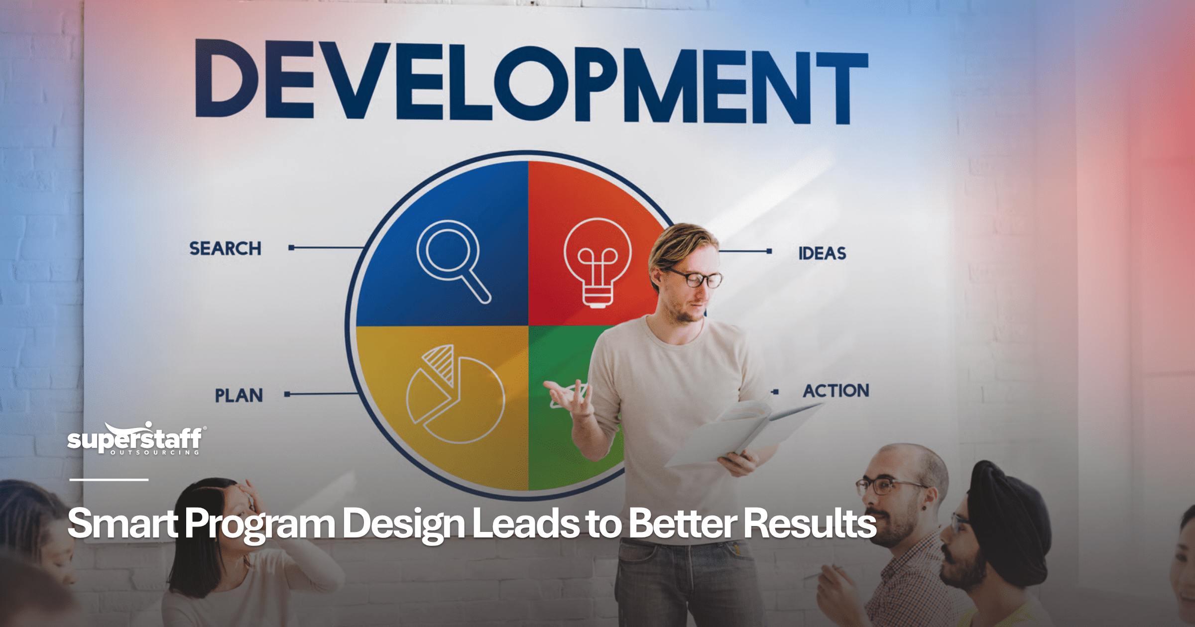 Business professionals evaluating program development services to build scalable programs and support organizational growth